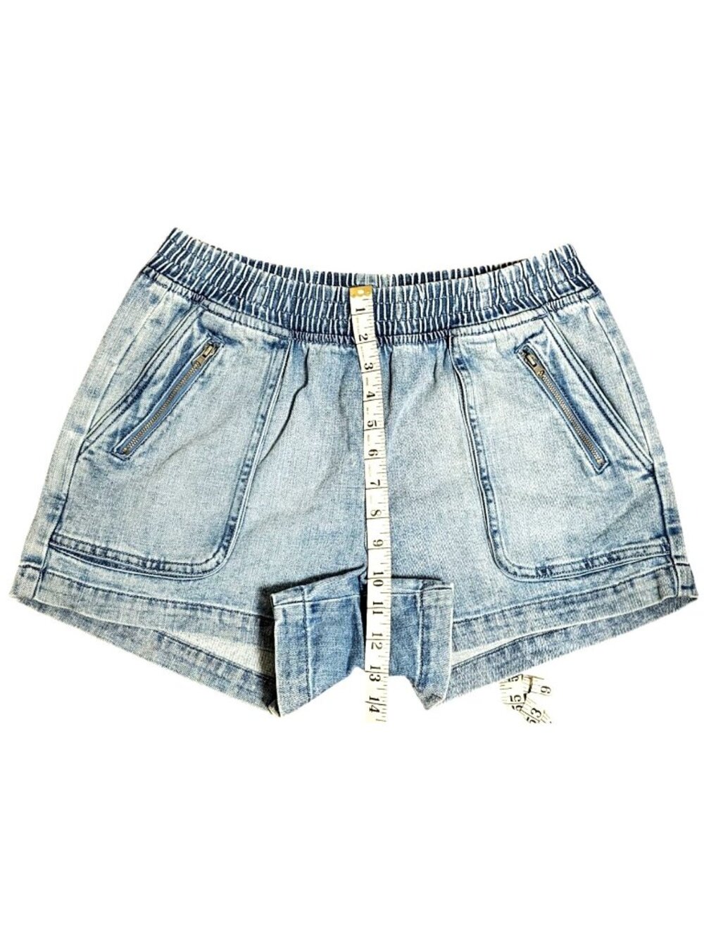Aerie Women's Light Denim Lounge Shorts M With Elastic Waist & Zipper Pockets - Picture 11 of 11